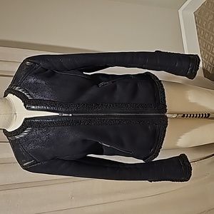 Ashley B. Size Small Faux Shearling Black Moto Jacket